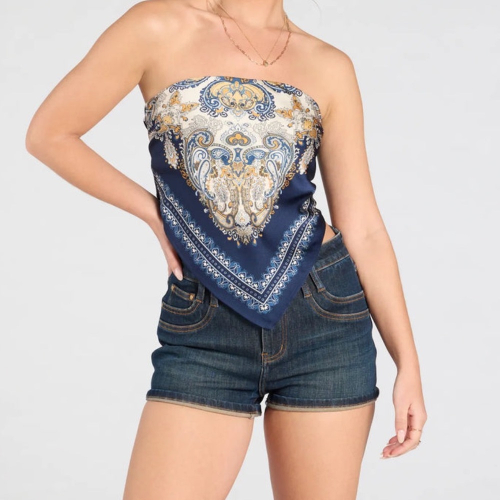 COTTON CANDY LA NAVY BANDANA TIE BACK TOP SIZE LARGE